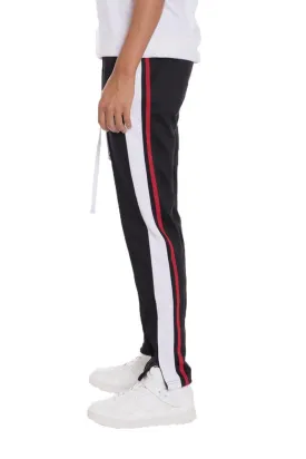 Mens Tricot Striped Black Track Pants