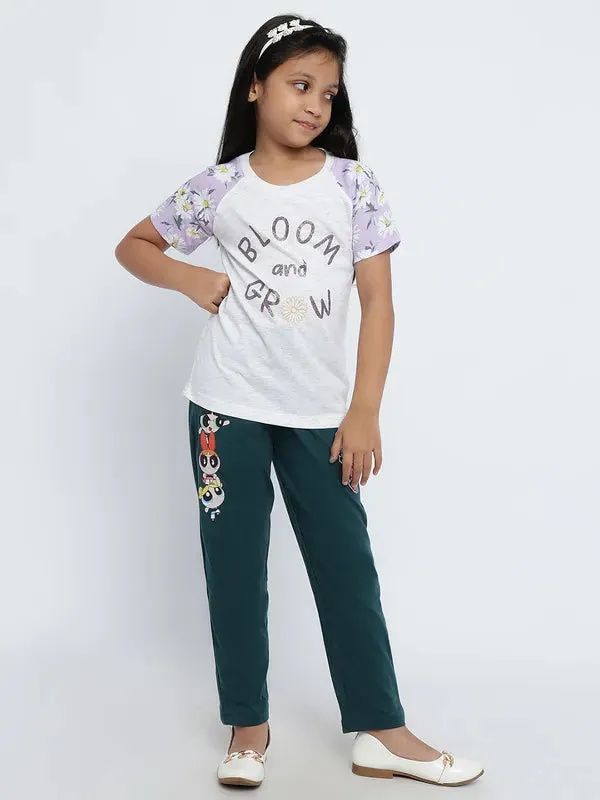 Mettle Girls Powerpuff Girls Printed Cotton Track Pants