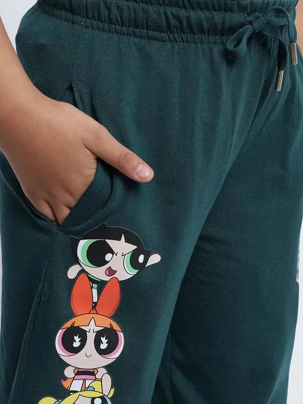 Mettle Girls Powerpuff Girls Printed Cotton Track Pants