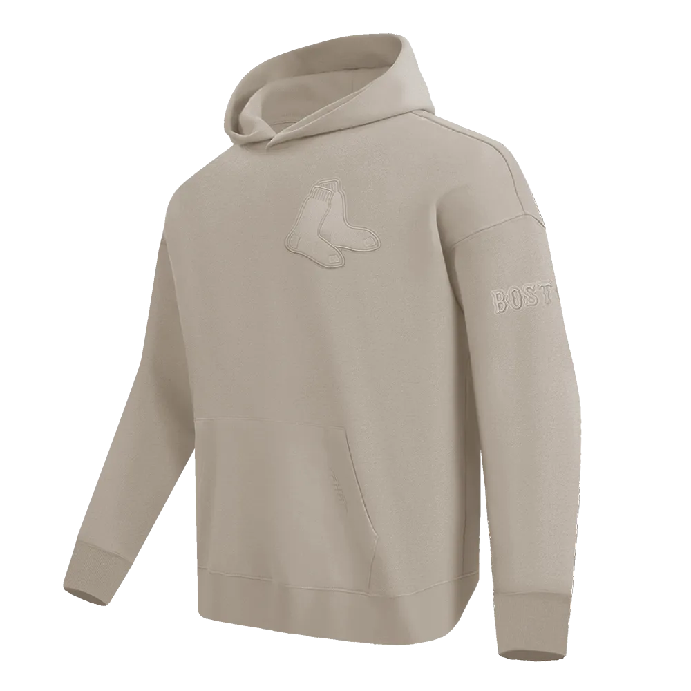 MLB BOSTON RED SOX NEUTRAL MEN'S DROP SHOULDER PO HOODIE (TAUPE)