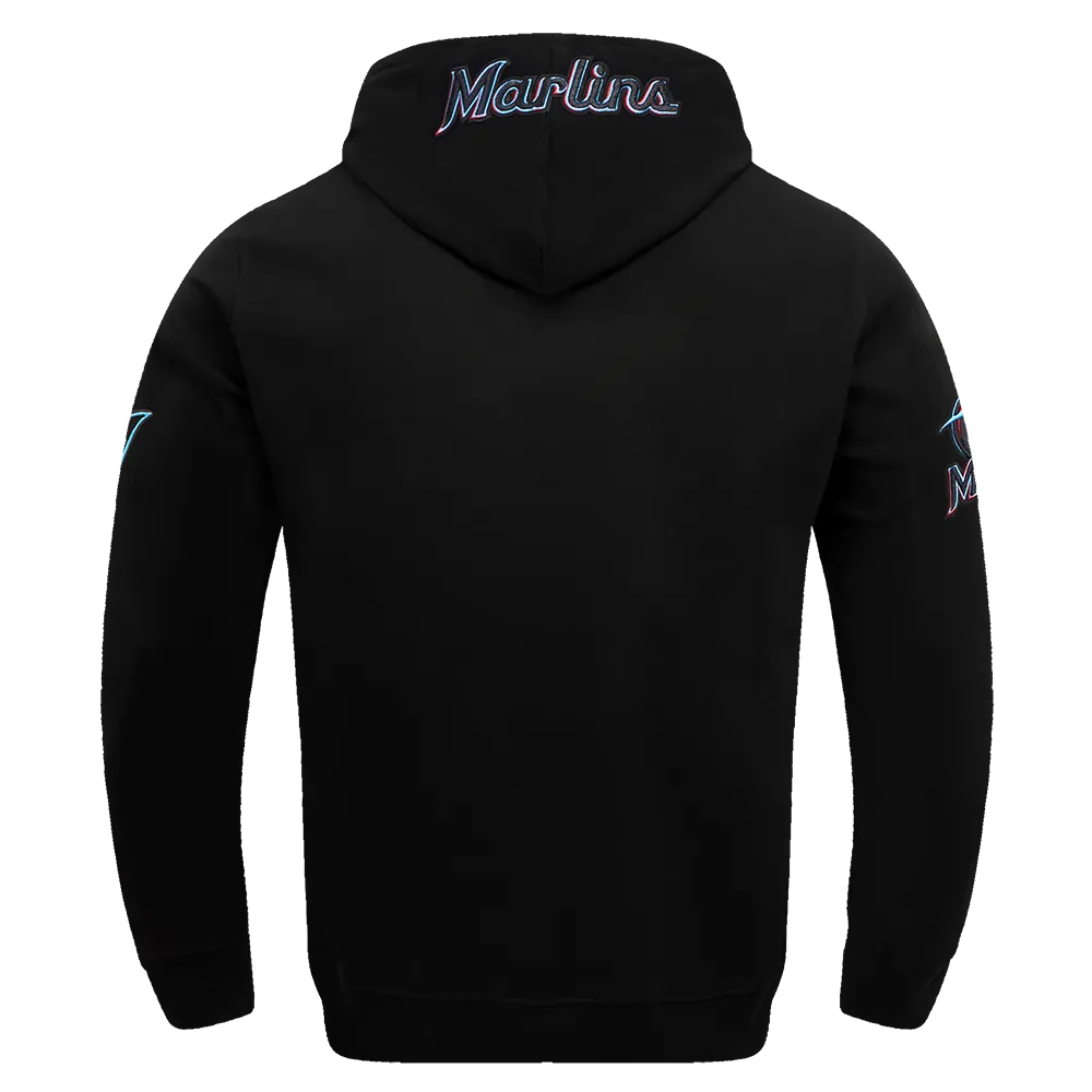 MLB MIAMI MARLINS OLD ENGLISH MEN'S PO HOODIE (BLACK)