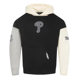 MLB PHILADELPHIA PHILLIES REVERSE FRENCH TERRY MEN'S CB FLC PO HOOD (BLACK/GRAY/EGGSHELL)