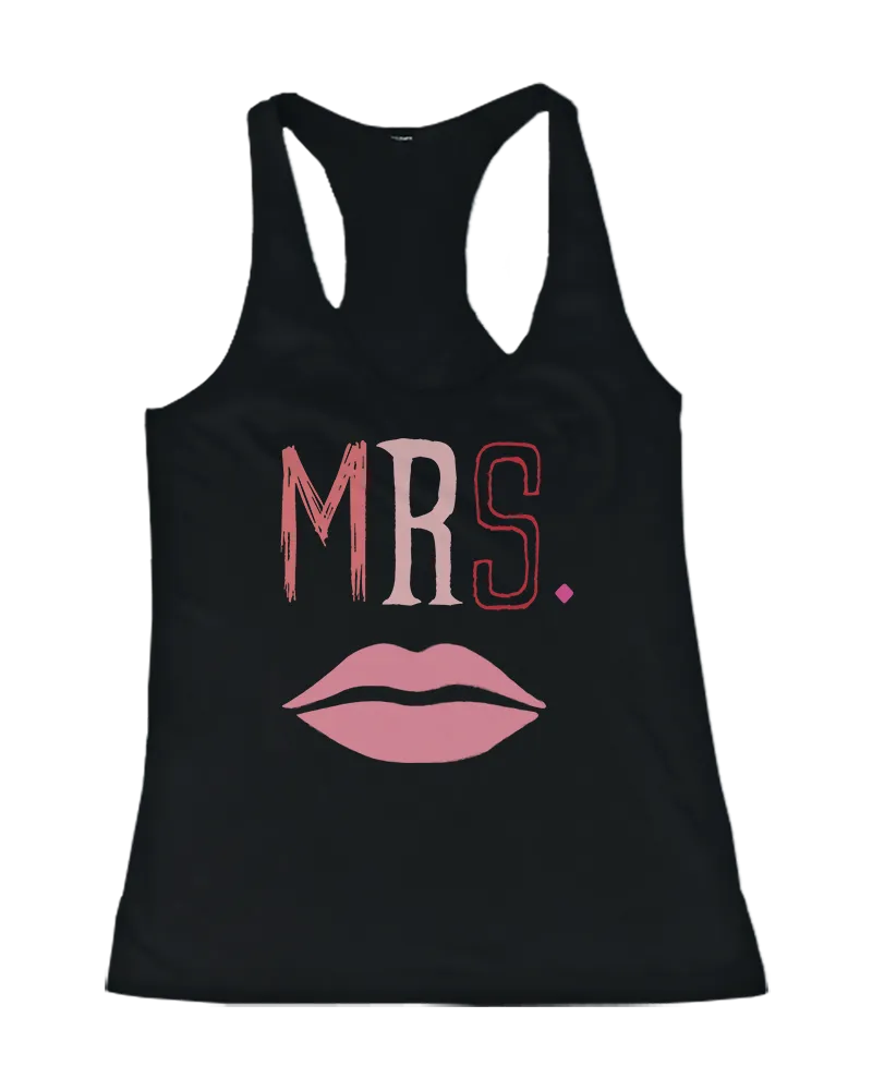 Mr Mustache and Mrs Lips Couple Tank Tops Cute Matching Tanks for Couples