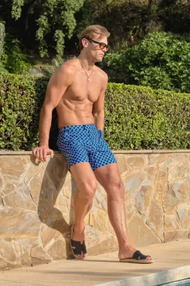 Navy/White Block Print Swim Short