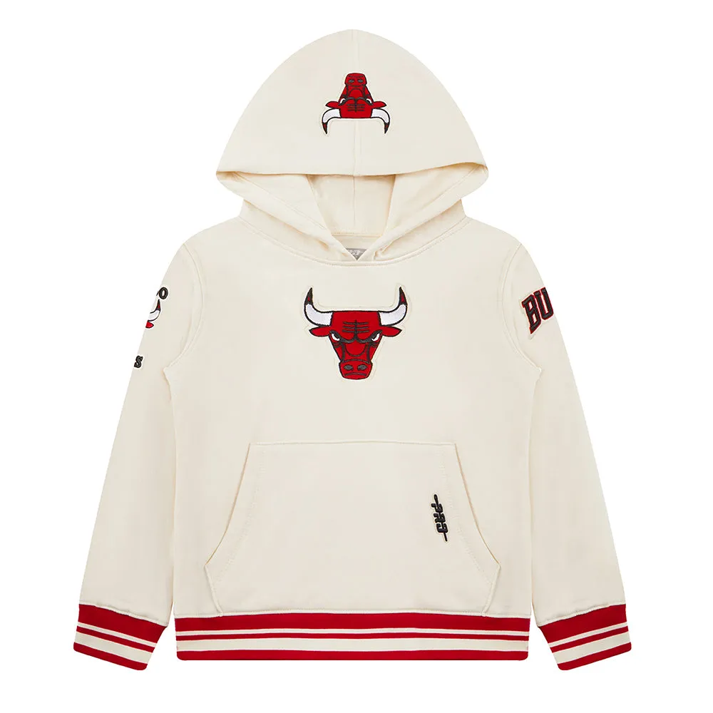 NBA CHICAGO BULLS RETRO CLASSIC TODDLER BOYS RIB FLC PO HOODIE (EGGSHELL/ RED)