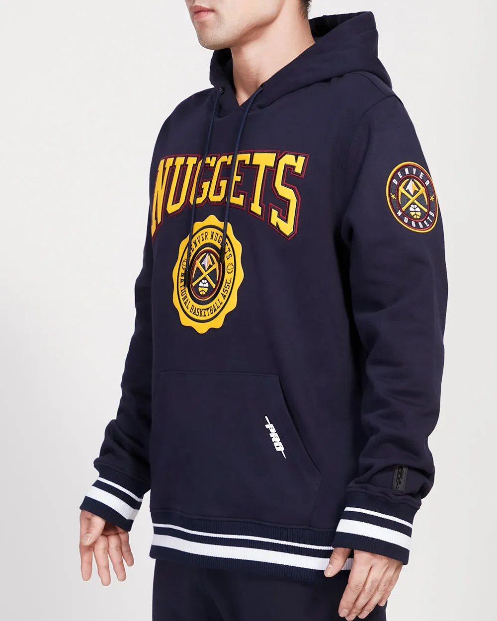 NBA DENVER NUGGETS CREST EMBLEM MEN'S RIB PO HOODIE (MIDNIGHT NAVY)