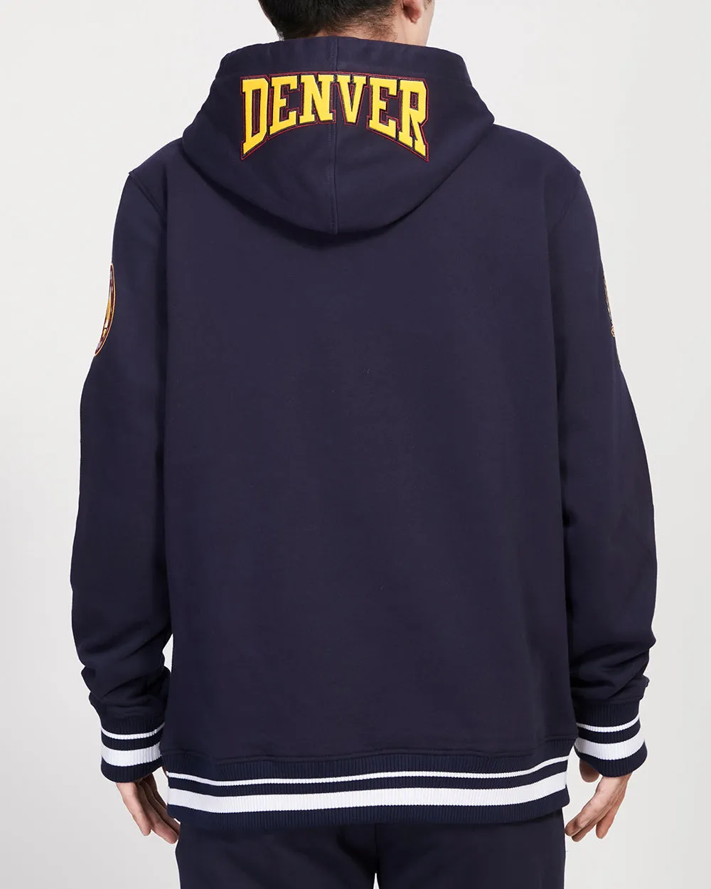 NBA DENVER NUGGETS CREST EMBLEM MEN'S RIB PO HOODIE (MIDNIGHT NAVY)