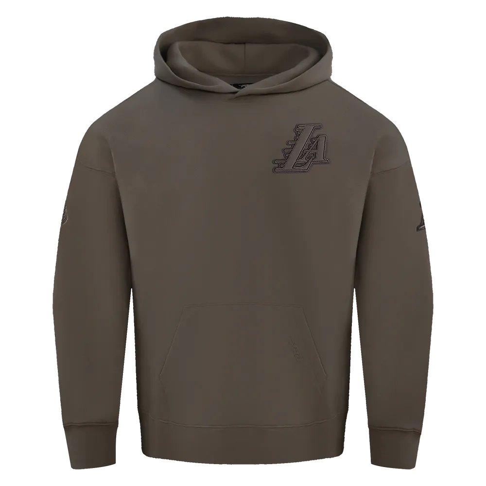 NBA LOS ANGELES LAKERS NEUTRAL MEN'S DROP SHOULDER PO HOODIE (DARK TAUPE)