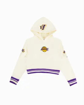 NBA LOS ANGELES LAKERS RETRO CLASSIC BIG GIRLS  RIB FLC PO HOODIE (EGGSHELL/ PURPLE)