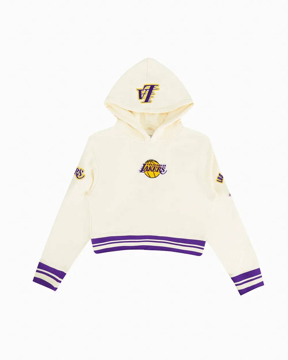 NBA LOS ANGELES LAKERS RETRO CLASSIC BIG GIRLS  RIB FLC PO HOODIE (EGGSHELL/ PURPLE)