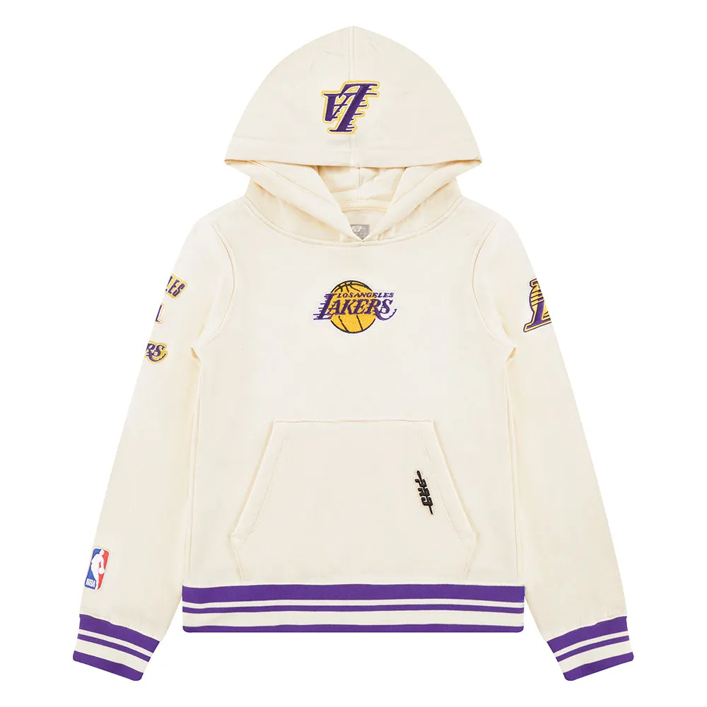 NBA LOS ANGELES LAKERS RETRO CLASSIC LITTLE BOYS RIB FLC PO HOODIE (EGGSHELL/ PURPLE)