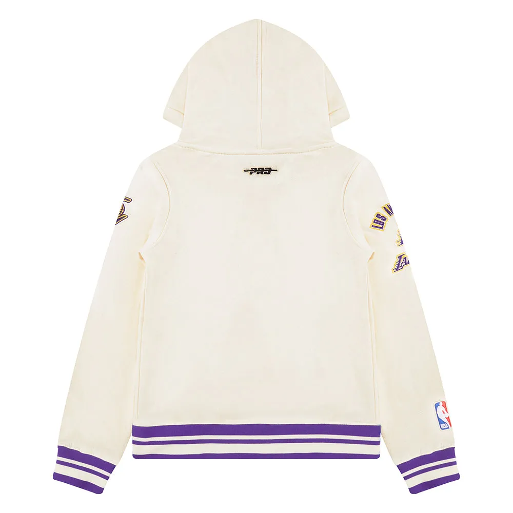 NBA LOS ANGELES LAKERS RETRO CLASSIC LITTLE BOYS RIB FLC PO HOODIE (EGGSHELL/ PURPLE)