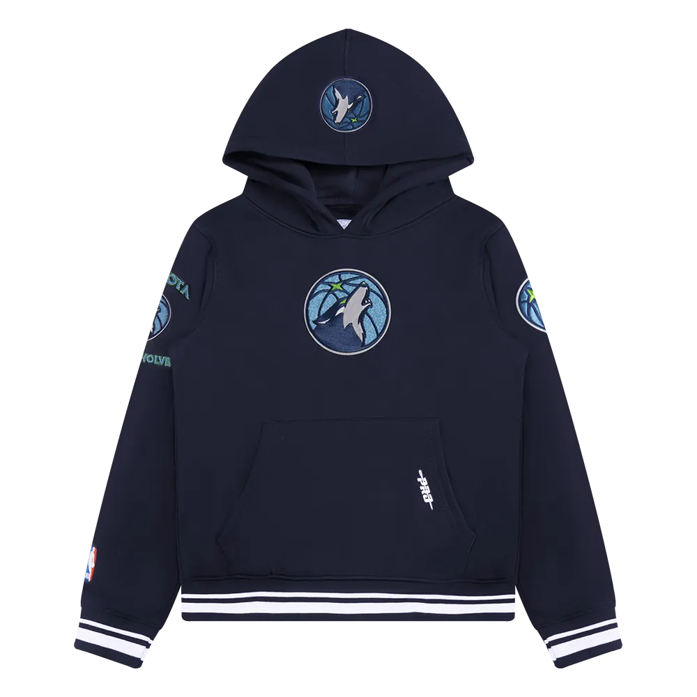 NBA MINNESOTA TIMBERWOLVES RETRO CLASSIC BIG BOYS RIB FLC PO HOODIE (MIDNIGHT NAVY)