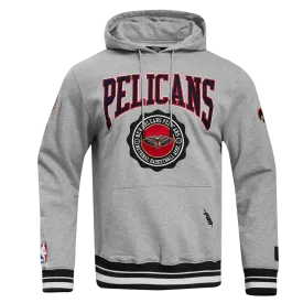 NBA NEW ORLEANS PELICANS CREST EMBLEM MEN'S RIB PO HOODIE (HEATHER GREY/MIDNIGHT NAVY)