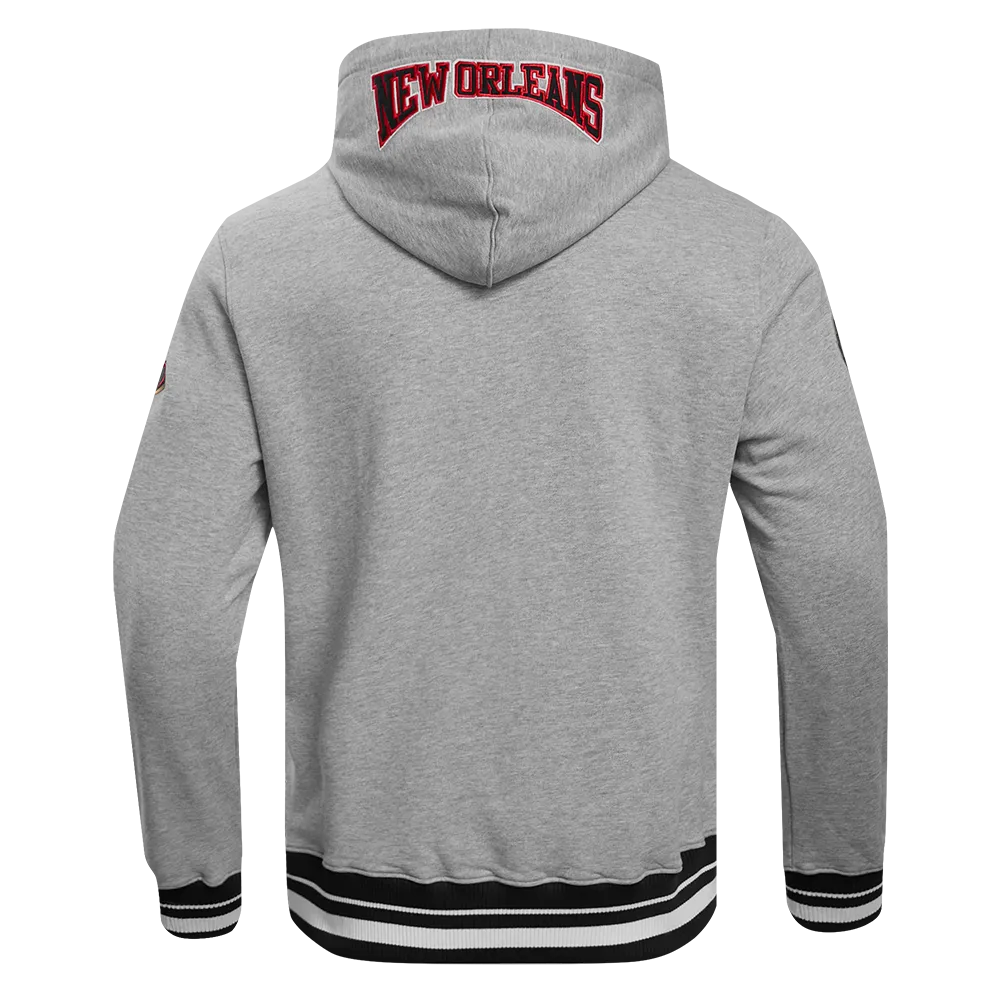 NBA NEW ORLEANS PELICANS CREST EMBLEM MEN'S RIB PO HOODIE (HEATHER GREY/MIDNIGHT NAVY)