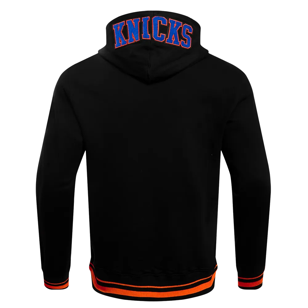 NBA NEW YORK KNICKS CHEST MEN'S LAYERED RIB PO HOODIE (BLACK/ORANGE)