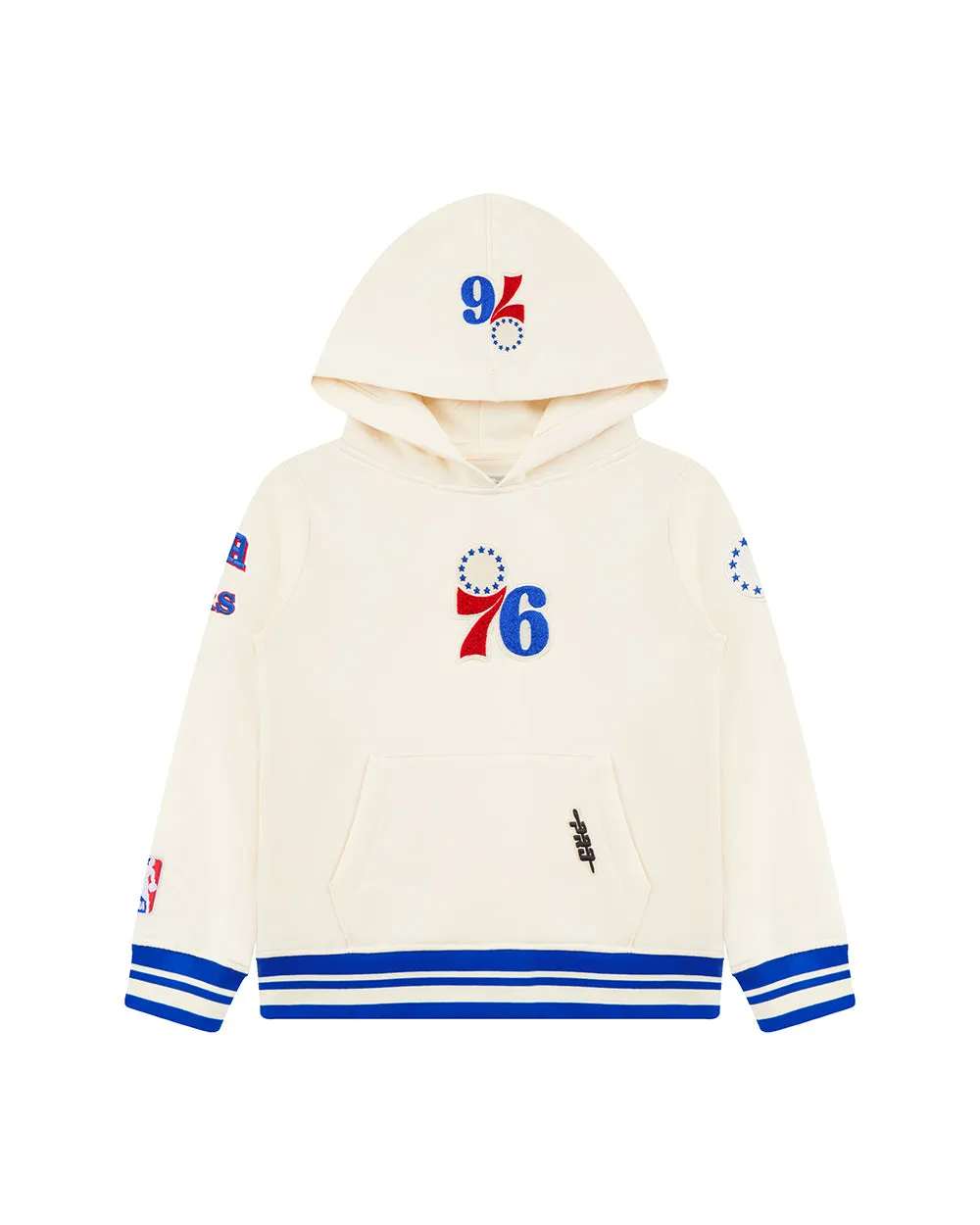 NBA PHILADELPHIA 76ERS RETRO CLASSIC LITTLE BOYS RIB FLC PO HOODIE (EGGSHELL/ROYAL BLUE)