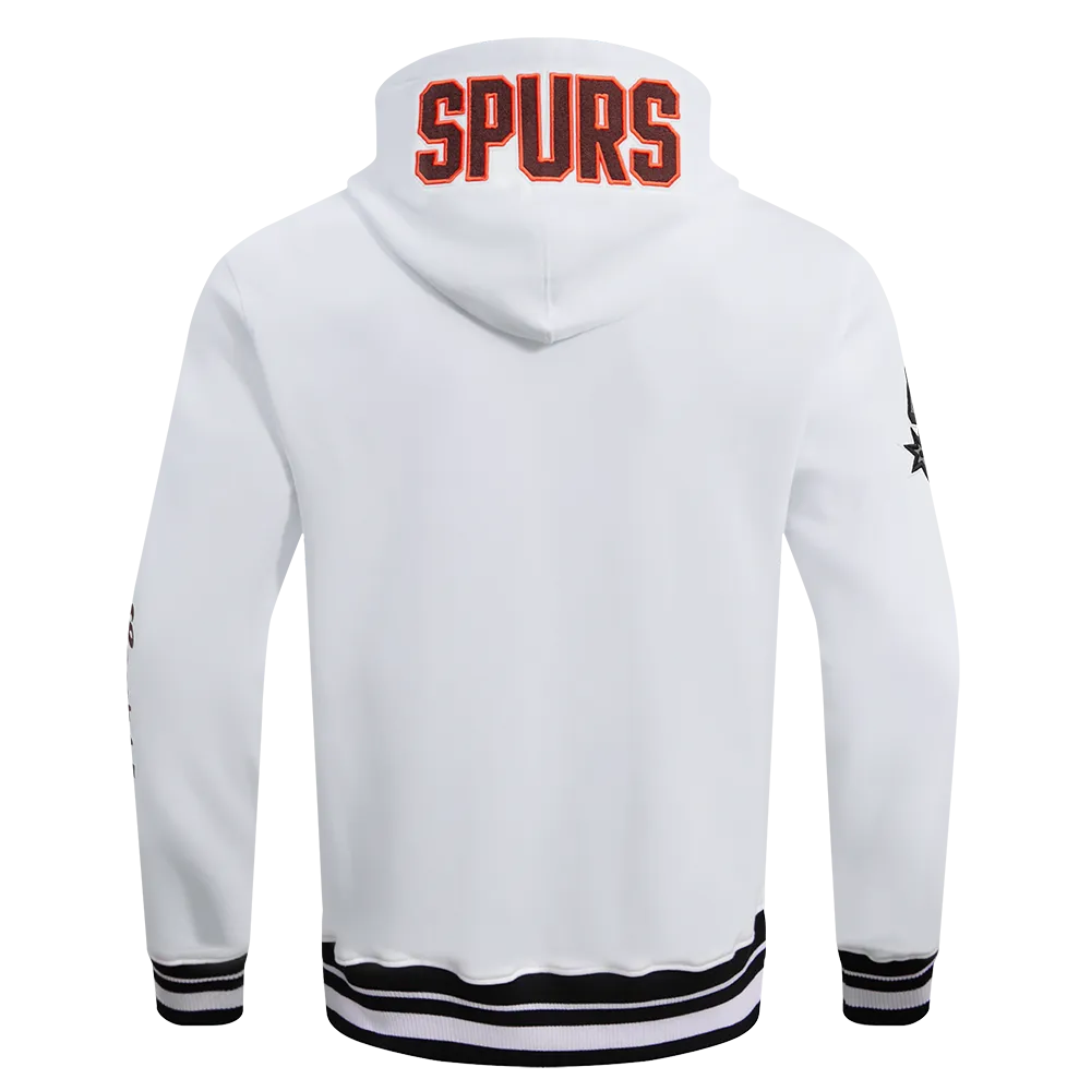 NBA SAN ANTONIO SPURS CHEST MEN'S RIB PO HOODIE (WHITE/BLACK)