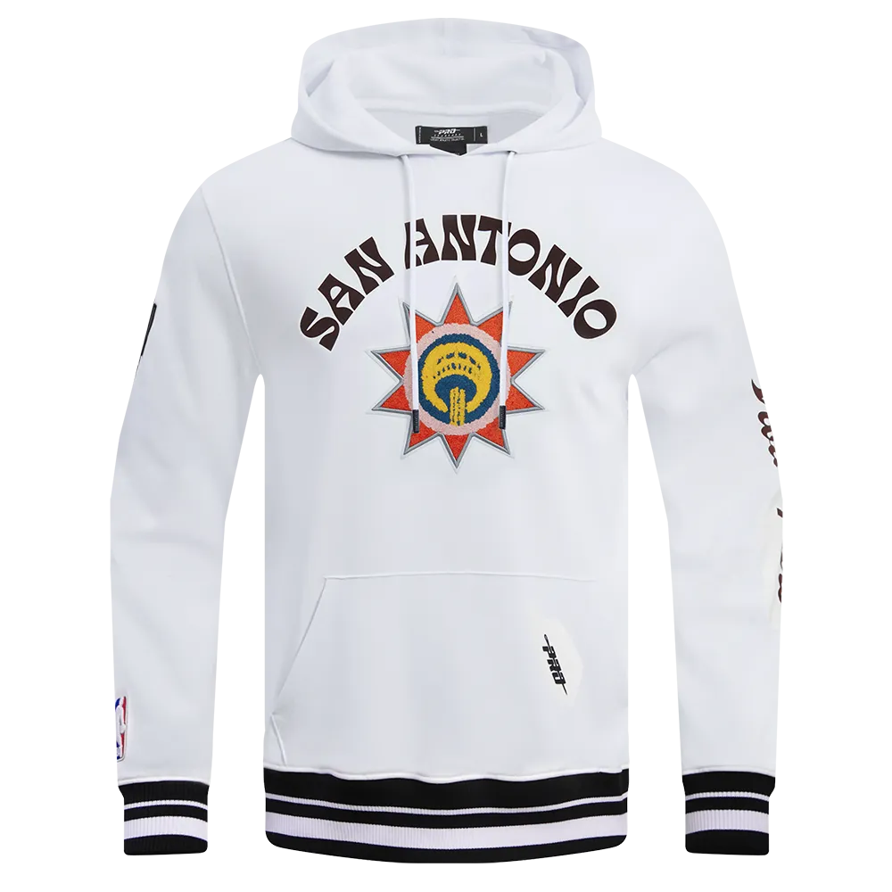 NBA SAN ANTONIO SPURS CHEST MEN'S RIB PO HOODIE (WHITE/BLACK)