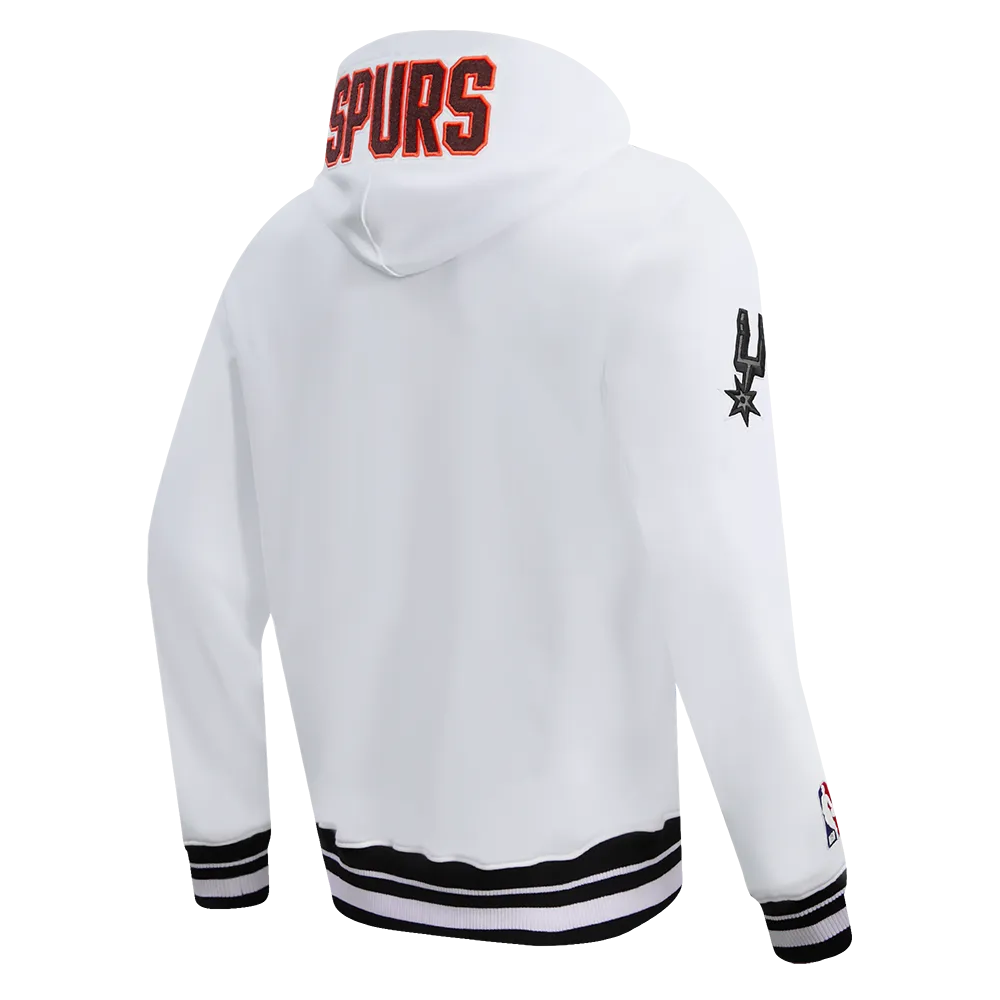 NBA SAN ANTONIO SPURS CHEST MEN'S RIB PO HOODIE (WHITE/BLACK)