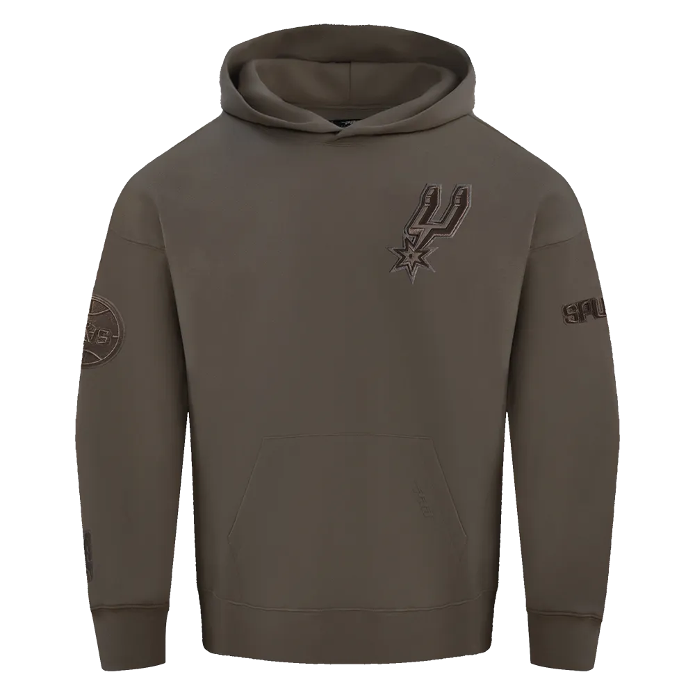 NBA SAN ANTONIO SPURS NEUTRAL MEN'S DROP SHOULDER PO HOODIE (DARK TAUPE)