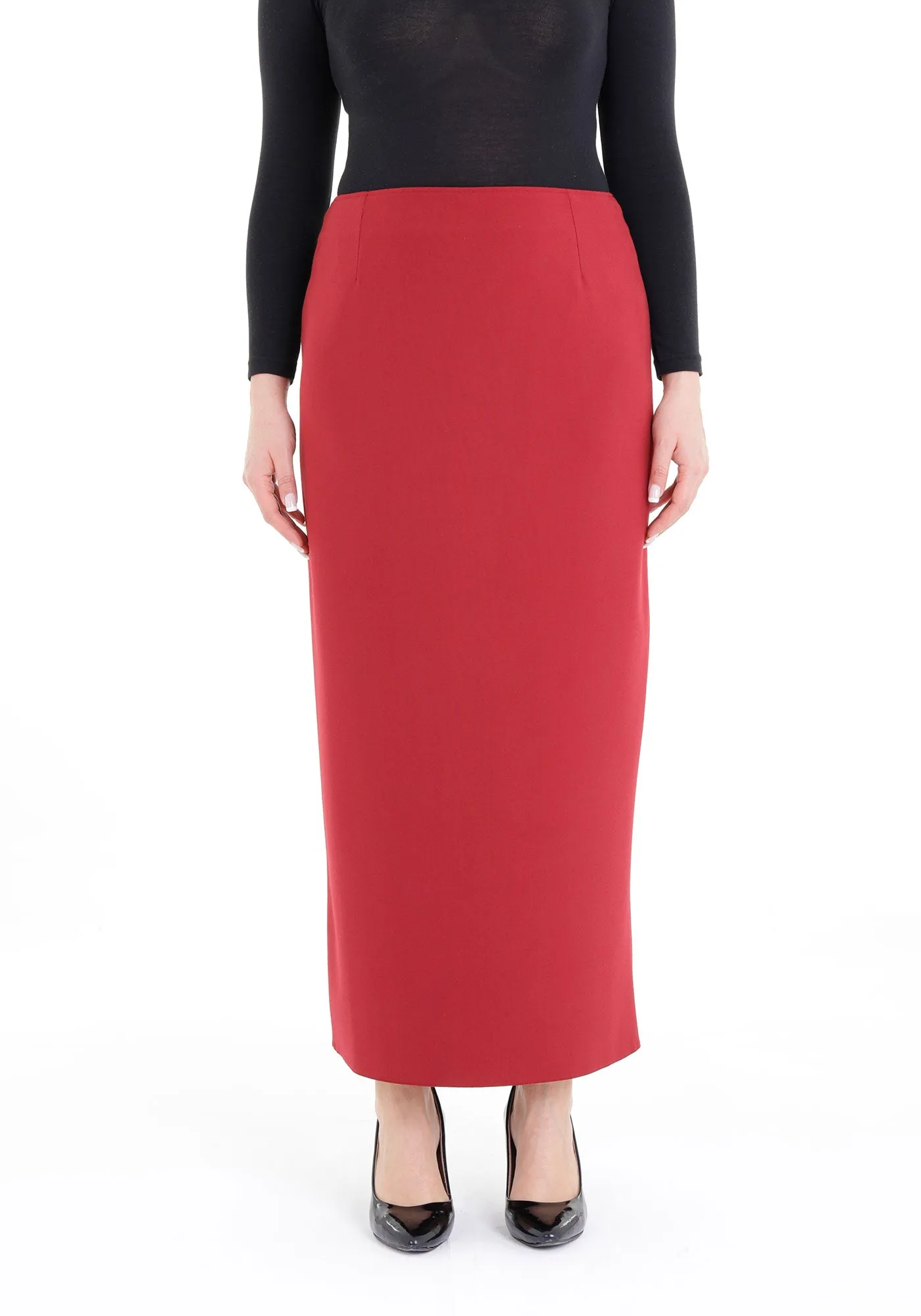 Oversized Burgundy Maxi Pencil Skirt