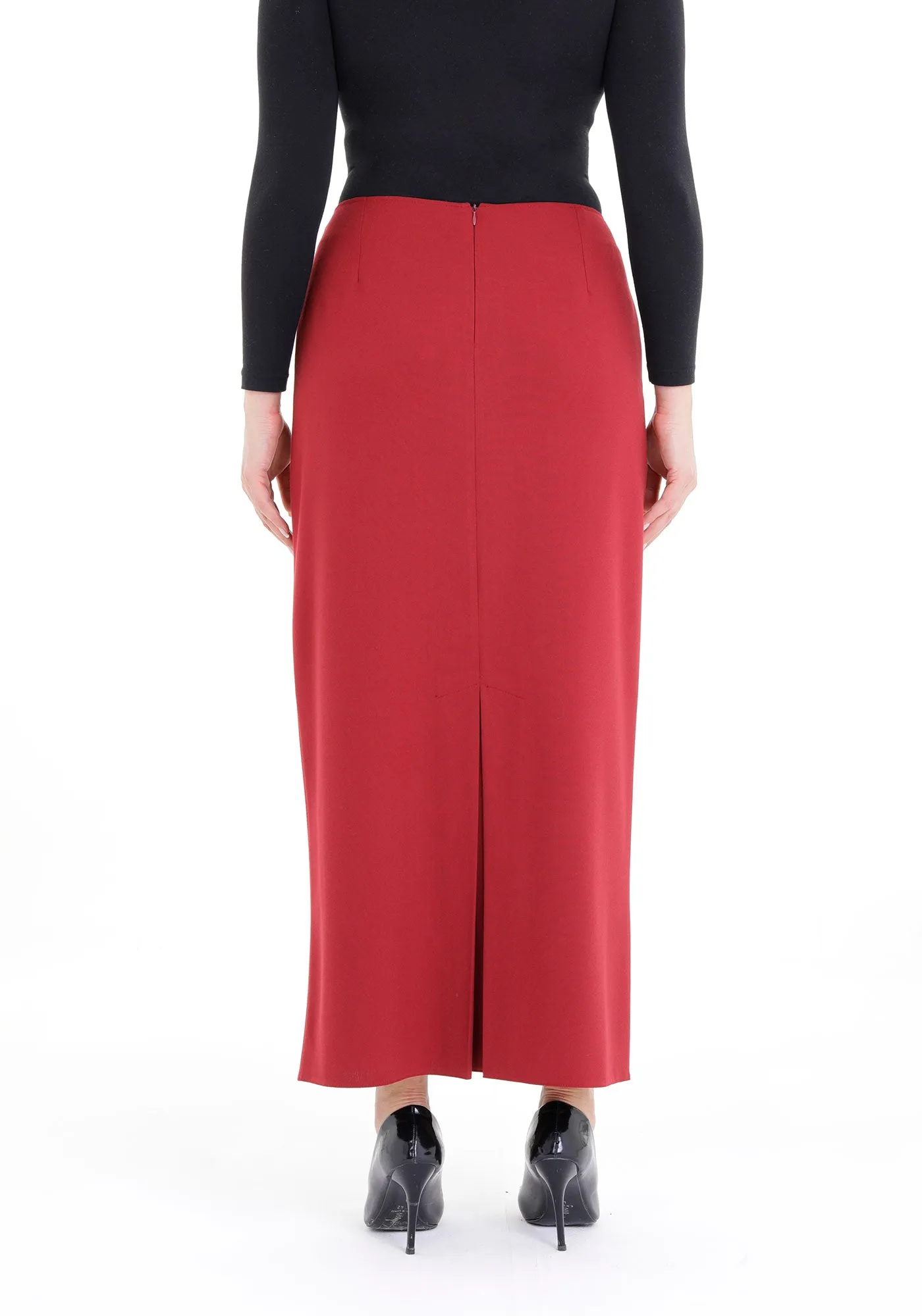 Oversized Burgundy Maxi Pencil Skirt