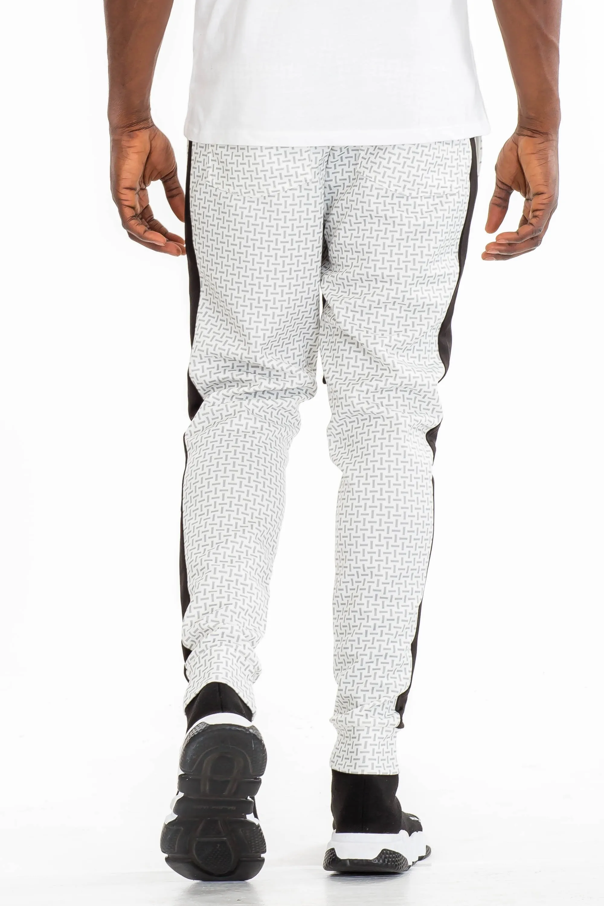 PATTERNED TRACK PANTS- WHITE