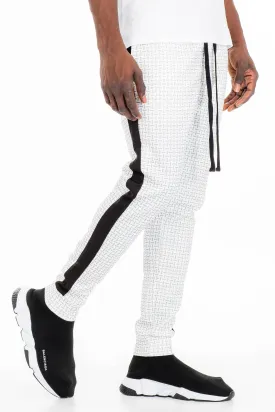 PATTERNED TRACK PANTS- WHITE