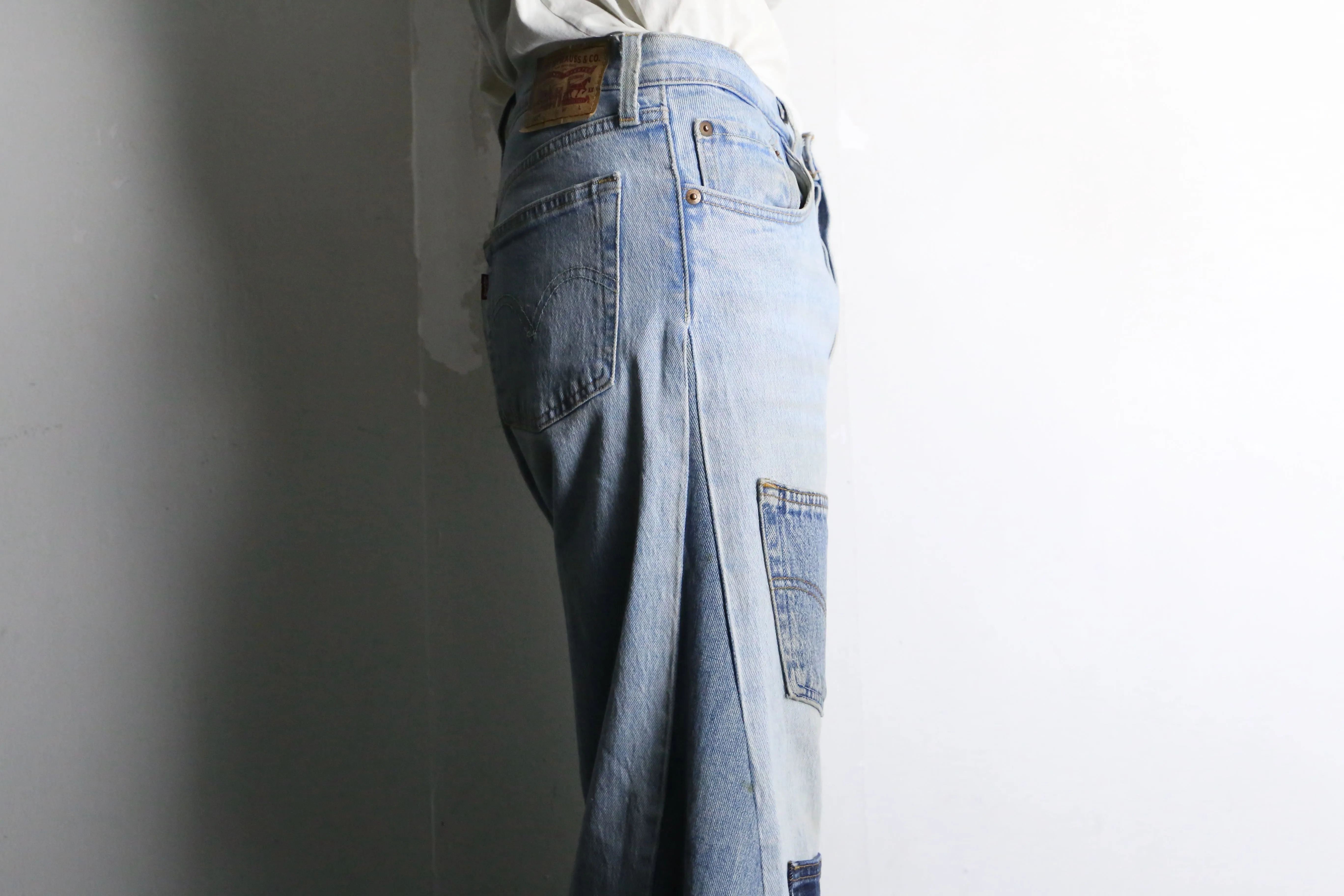 "Re:make" many pocket patch buggy flare denim