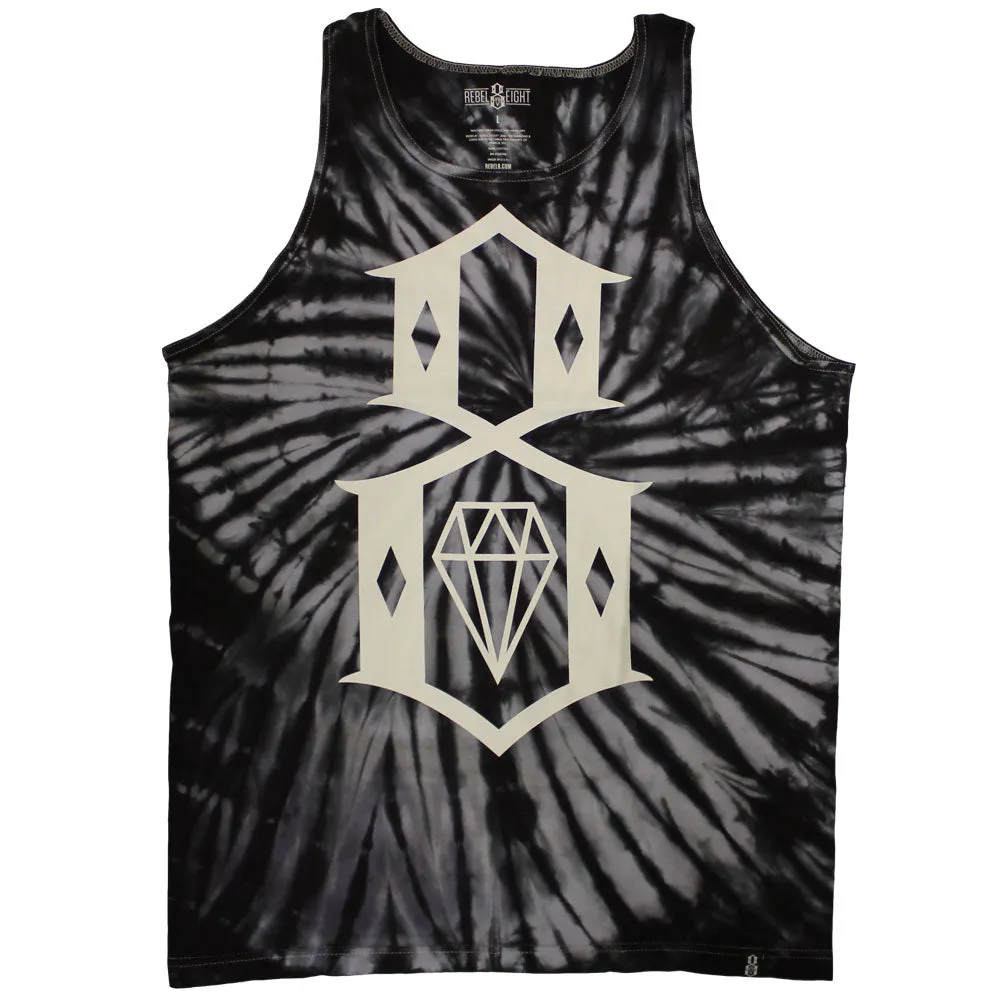 Rebel8 Logo Tie Dye Tank Top Black