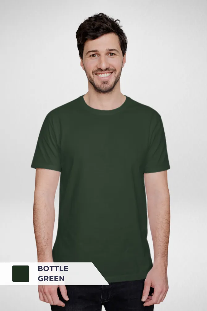 Red and Bottle Green Plain T-shirts Combo for Men