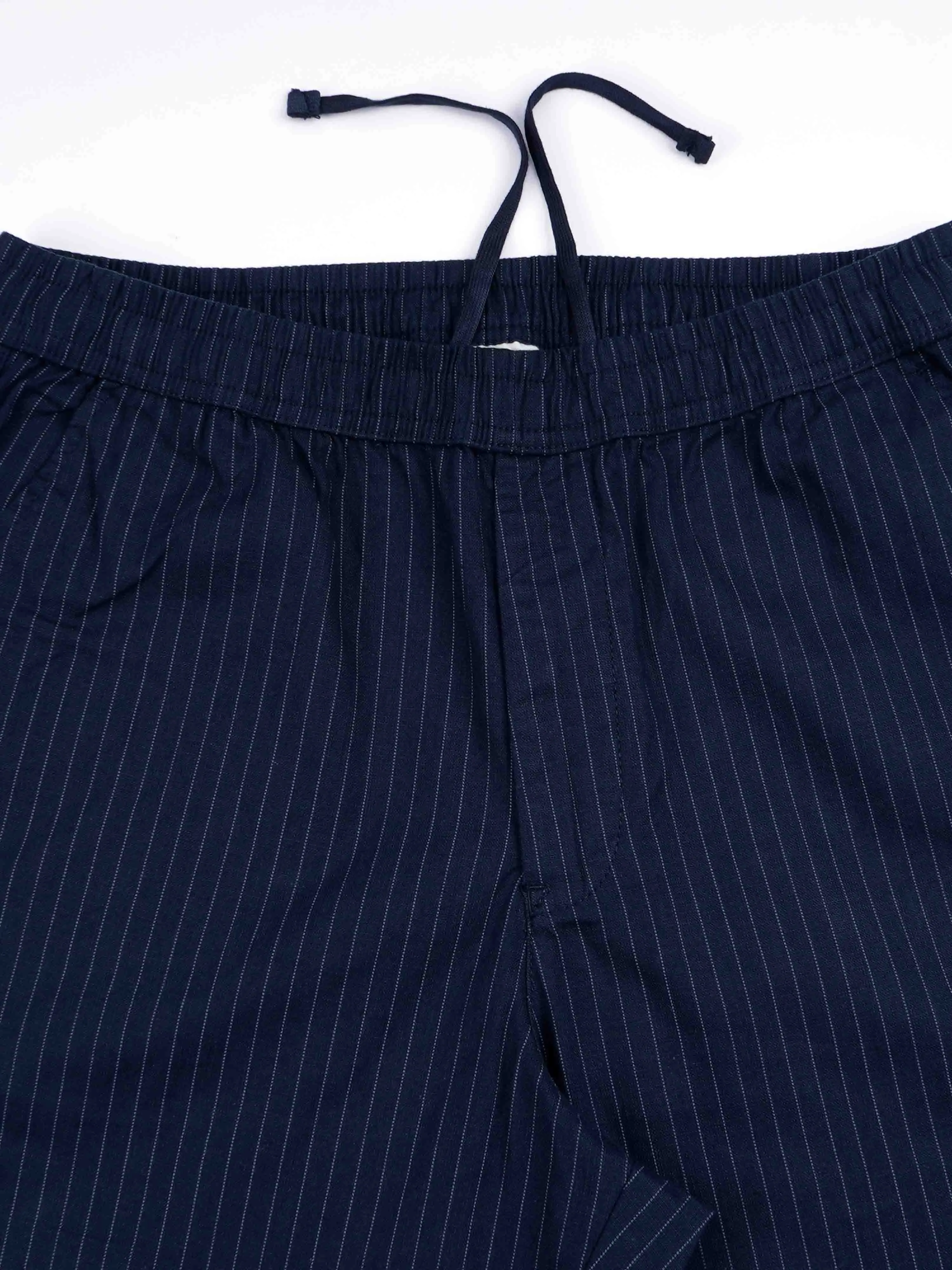 Relaxed Striped Blue Cotton Pants