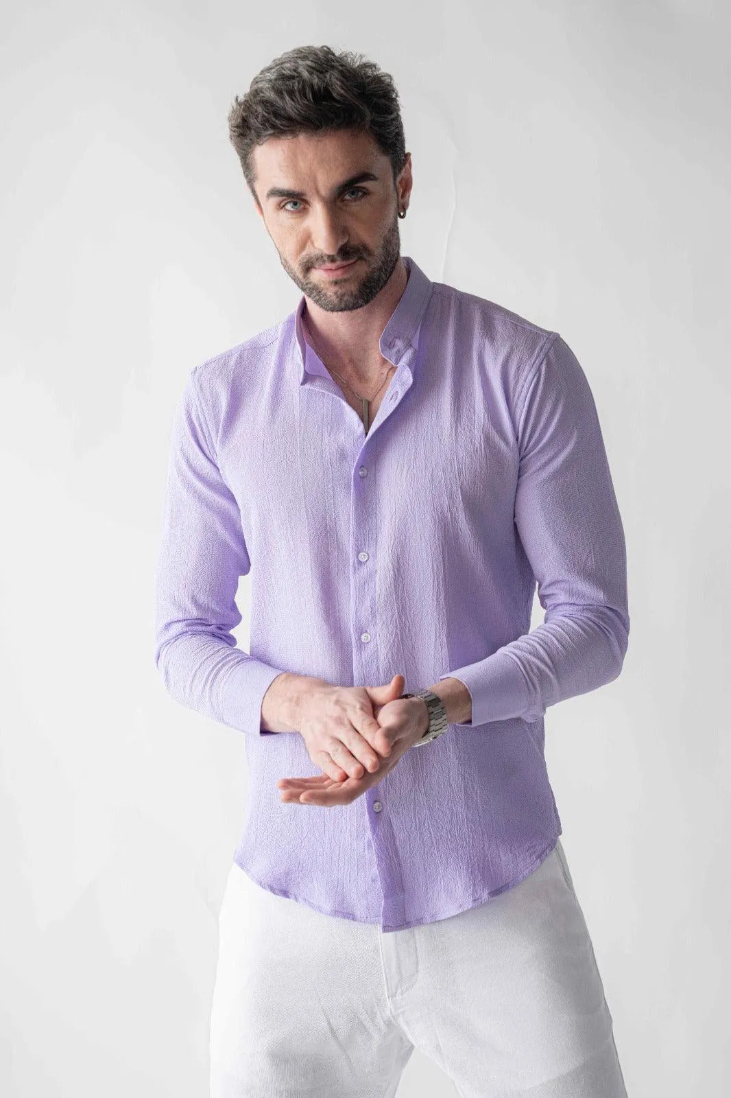 Ripple button up Lilac Shirt