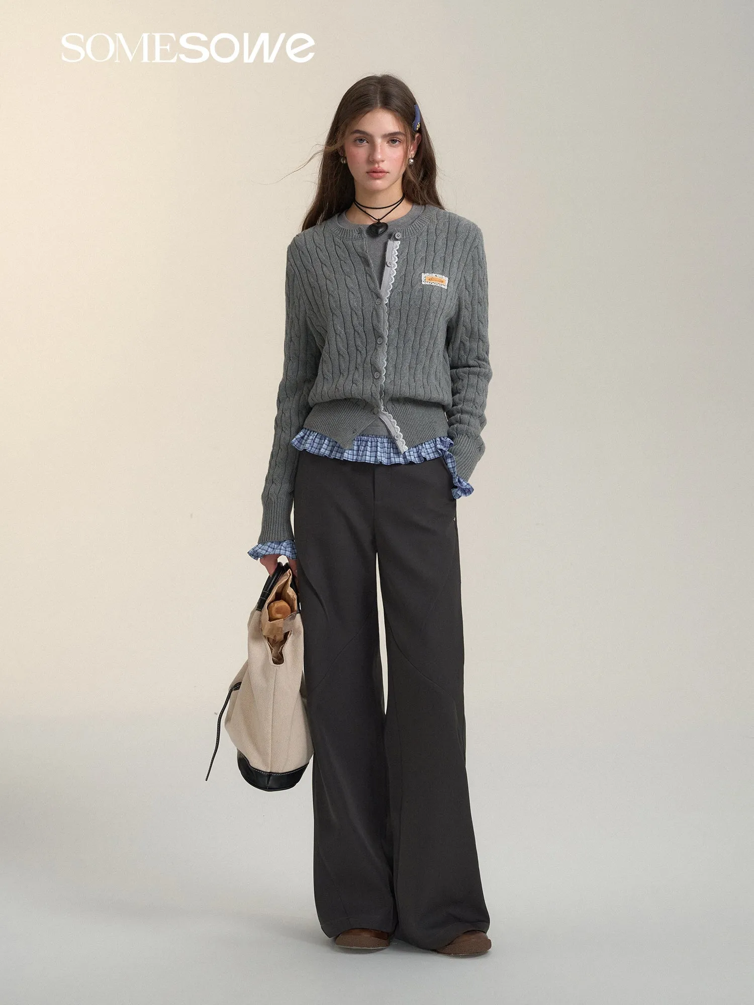 Rivet Pleated Flared Suit Pants