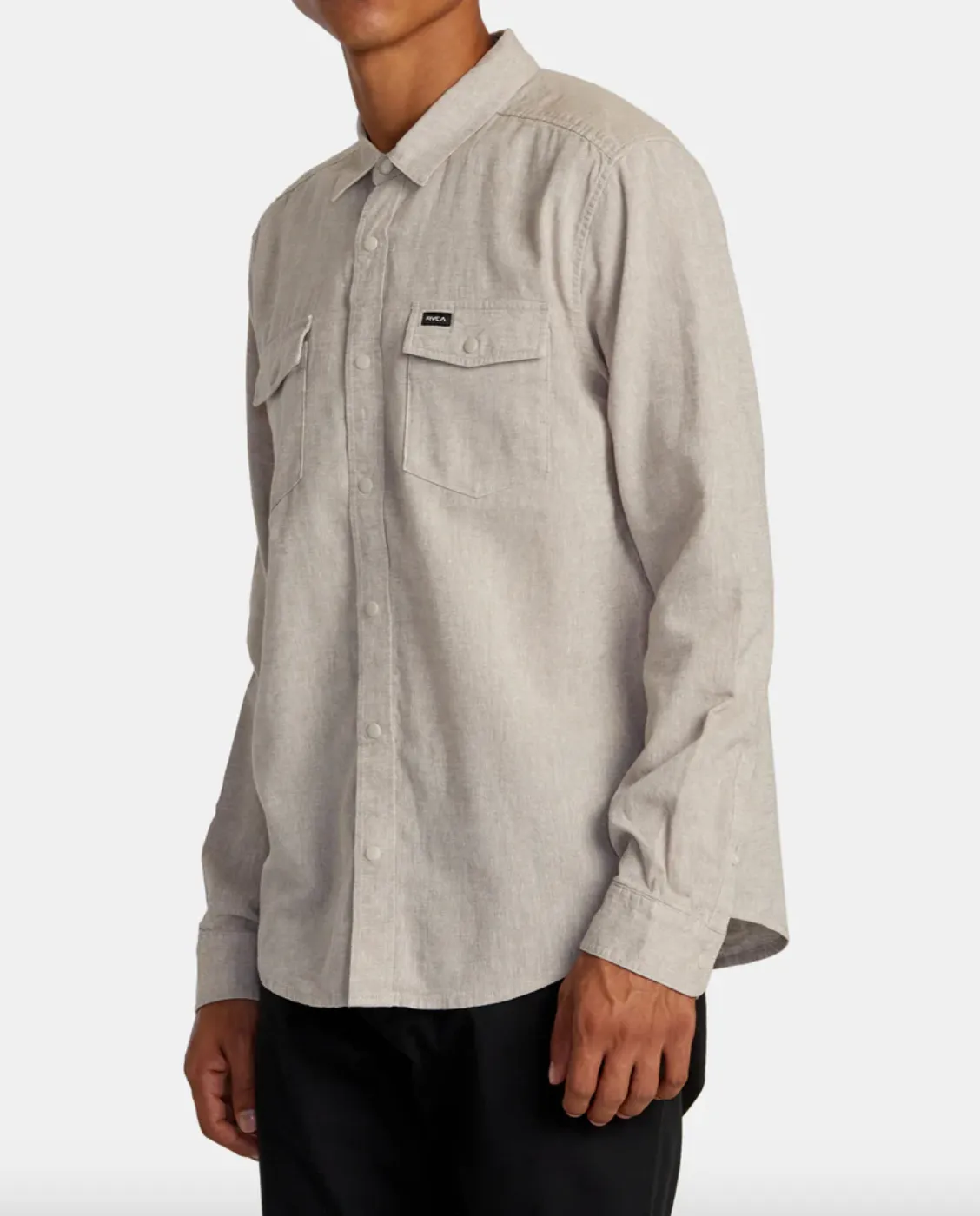 RVCA Mens Neps L/S Shirt - Washed Grey