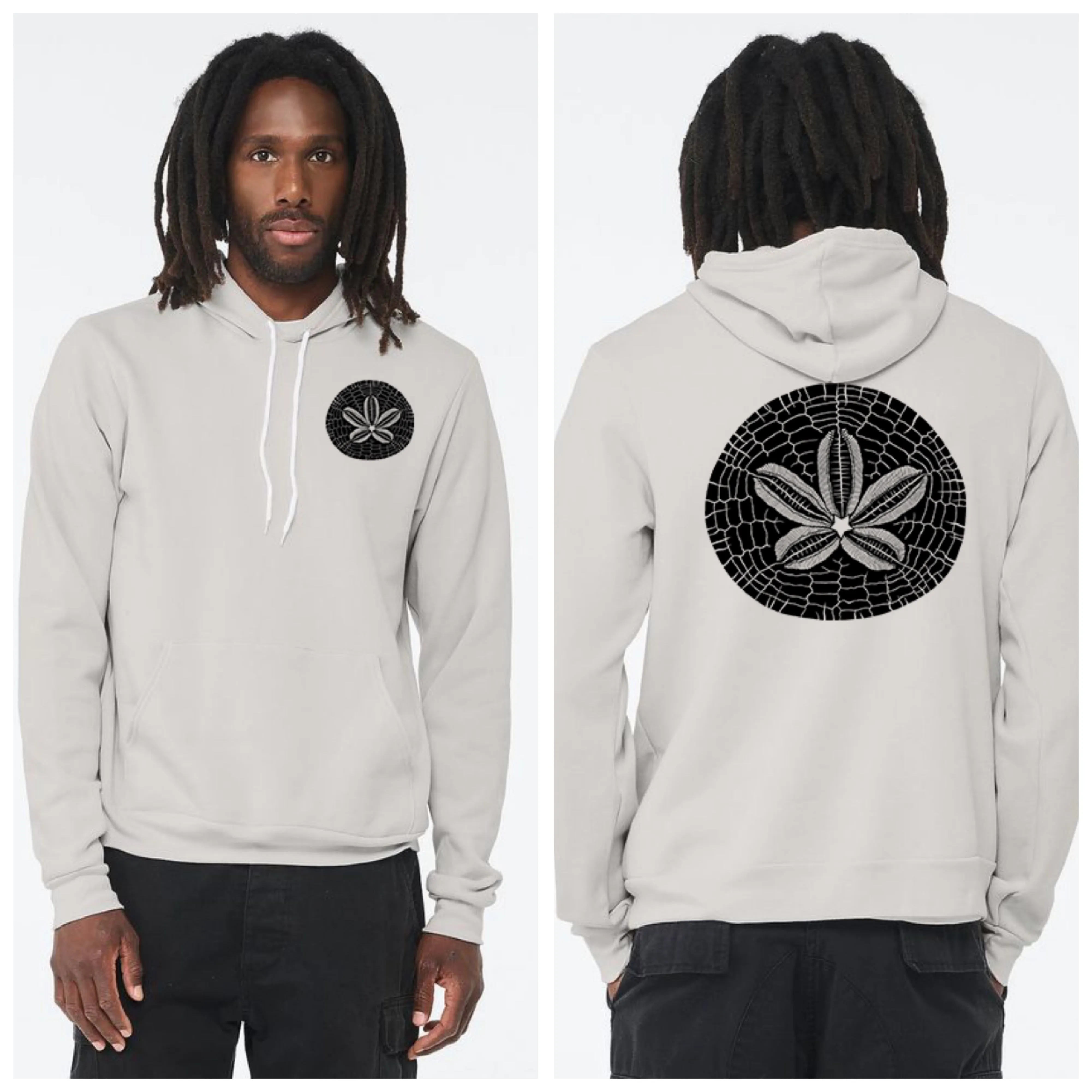 Sand Dollar -  Pullover Sponge Fleece Hoodie Silver