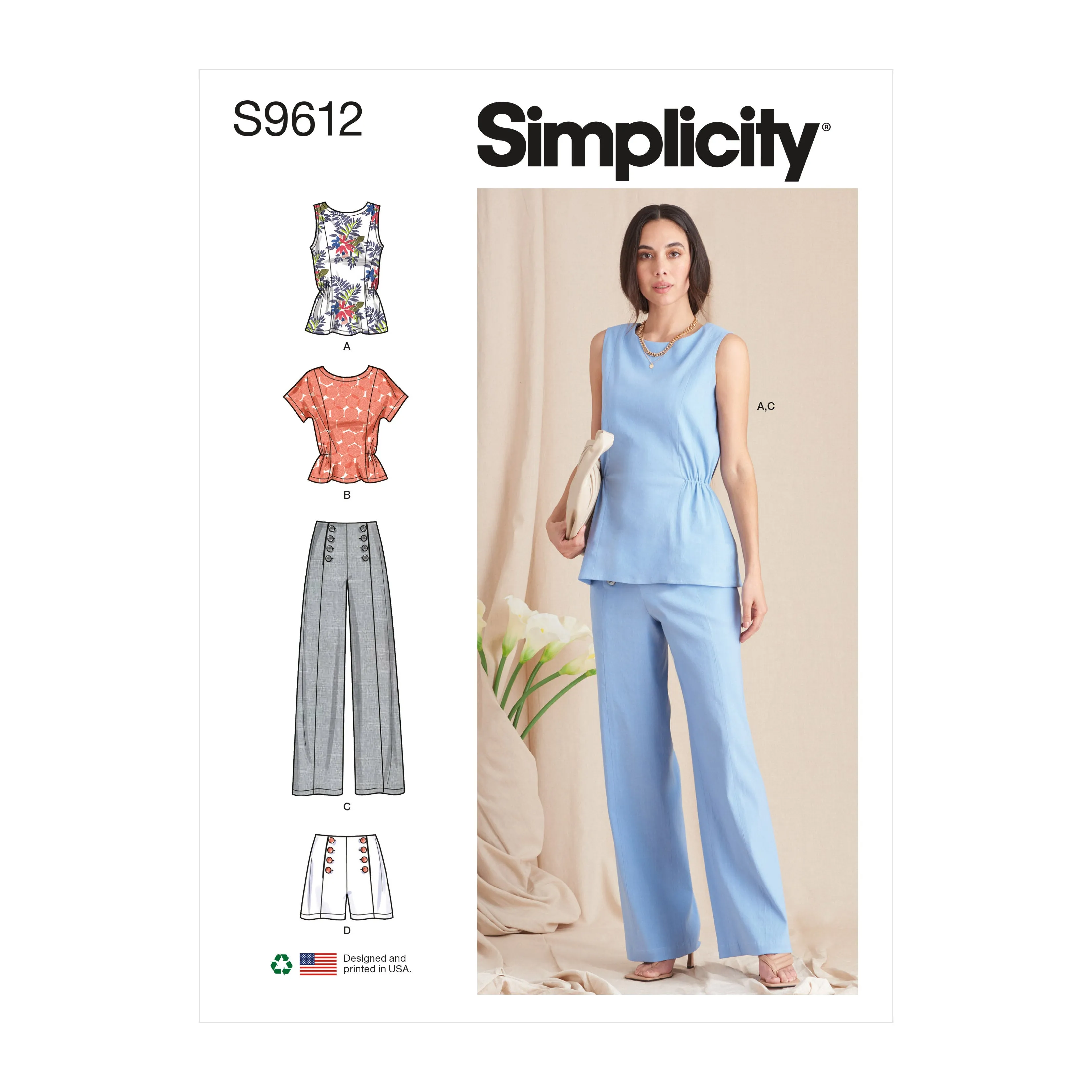 Simplicity Sewing Pattern S9612 MISSES' TOPS, PANTS AND SHORTS