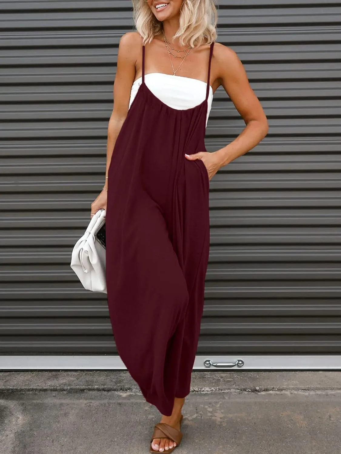 Sleeveless Wide Leg Pocketed Jumpsuit