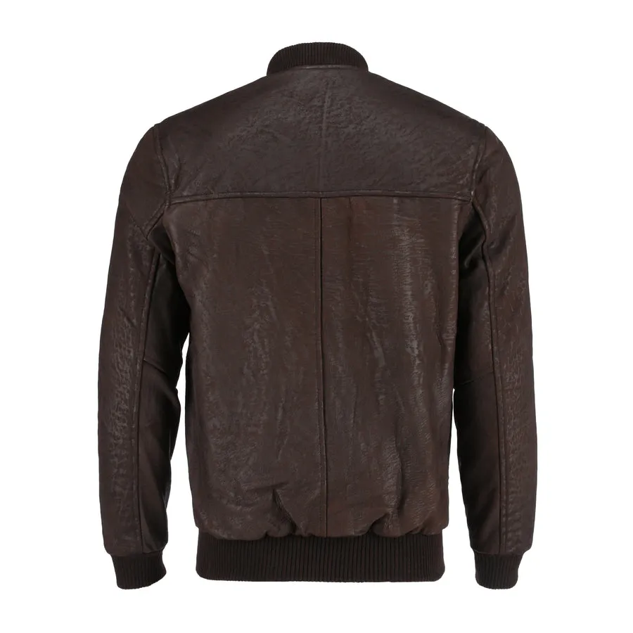 Snuff Style Real Bomber Leather Jacket Brown Color