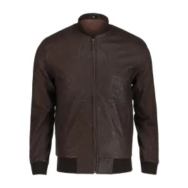 Snuff Style Real Bomber Leather Jacket Brown Color