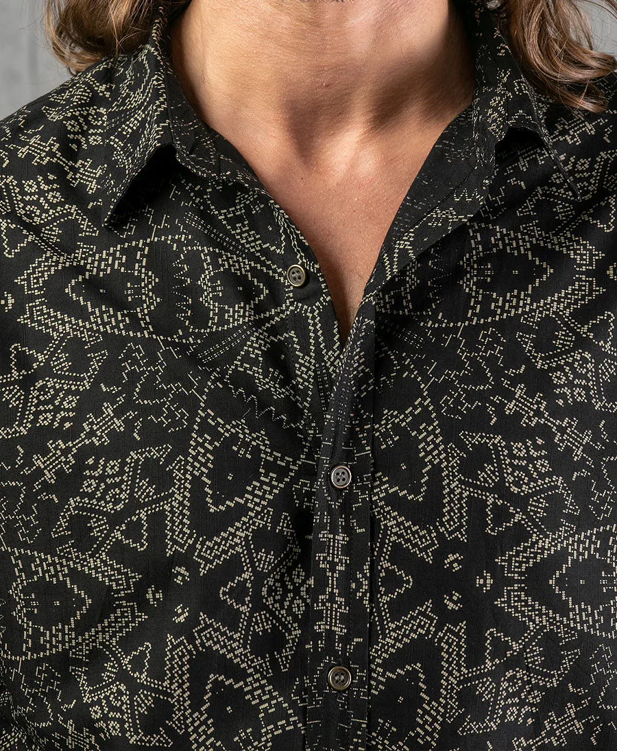 SOL - Seed Of Life  - "Mexi" LS Button Up - Black