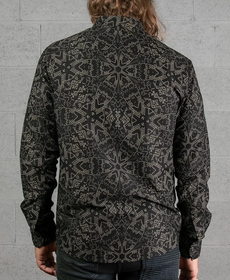 SOL - Seed Of Life  - "Mexi" LS Button Up - Black