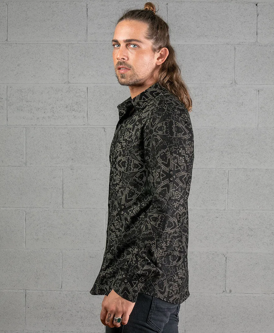 SOL - Seed Of Life  - "Mexi" LS Button Up - Black