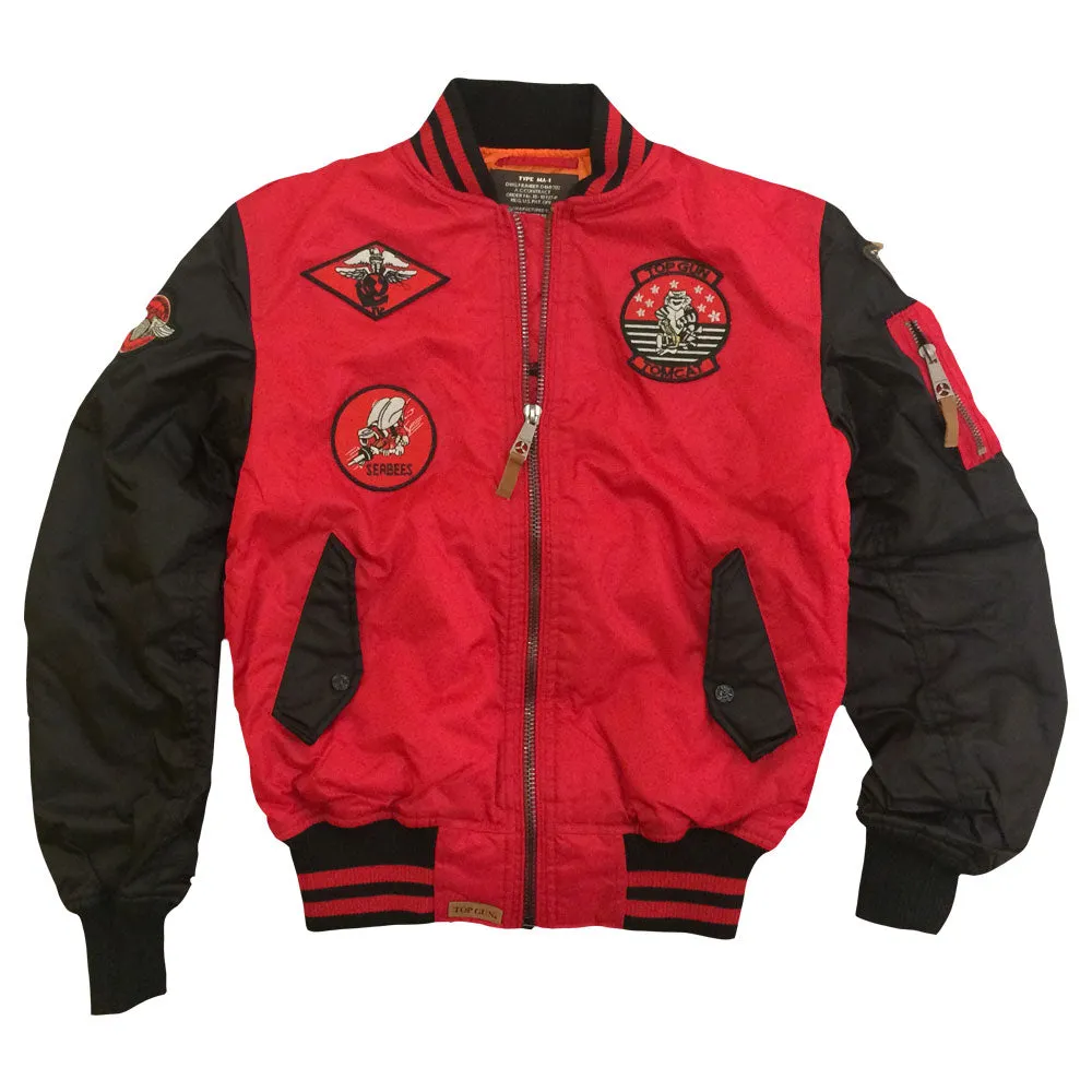 Top Gun MA 1 Color Block Bomber Jacket with Patches