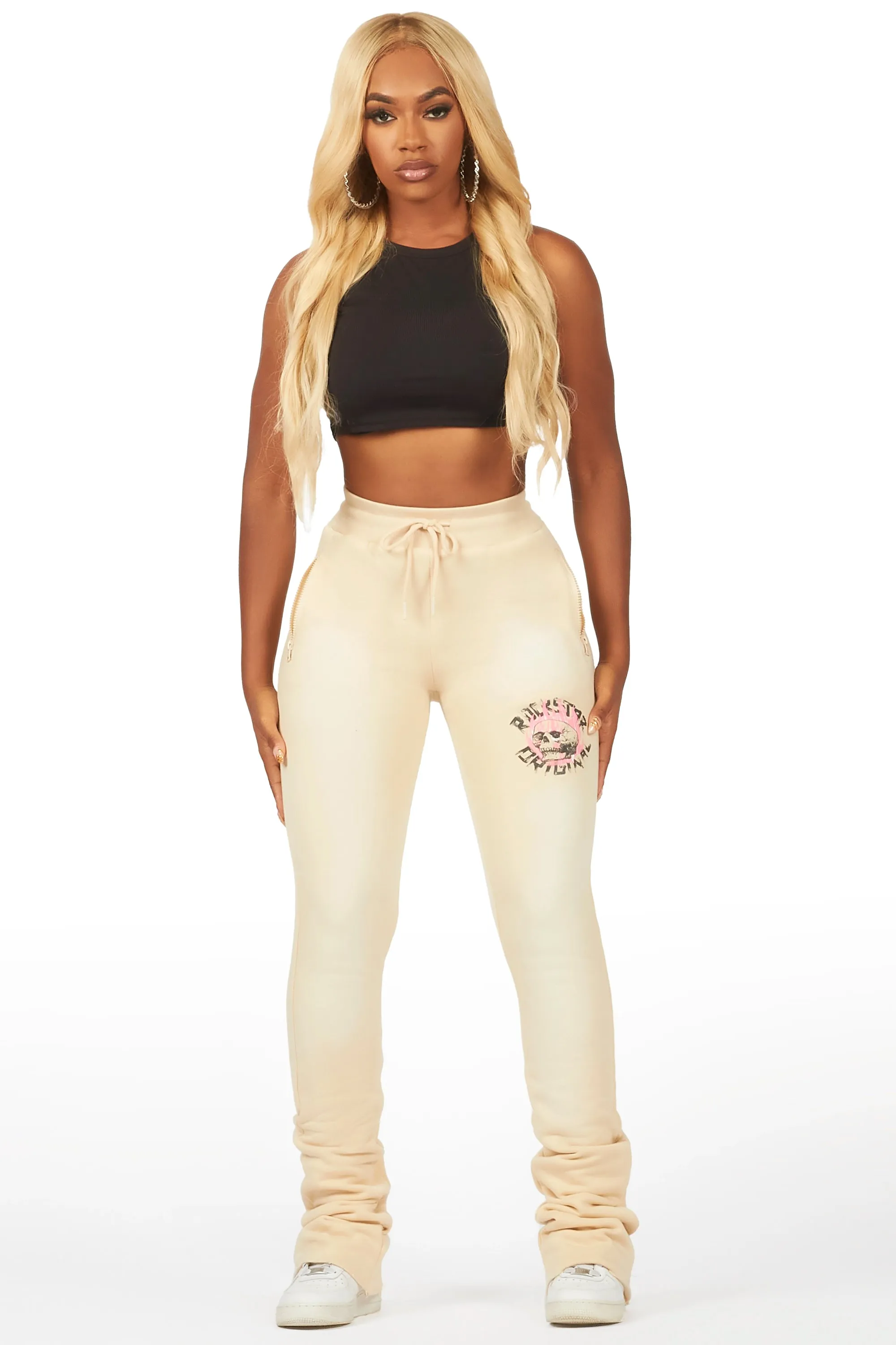 Vankela Beige Super Stacked Track Pant