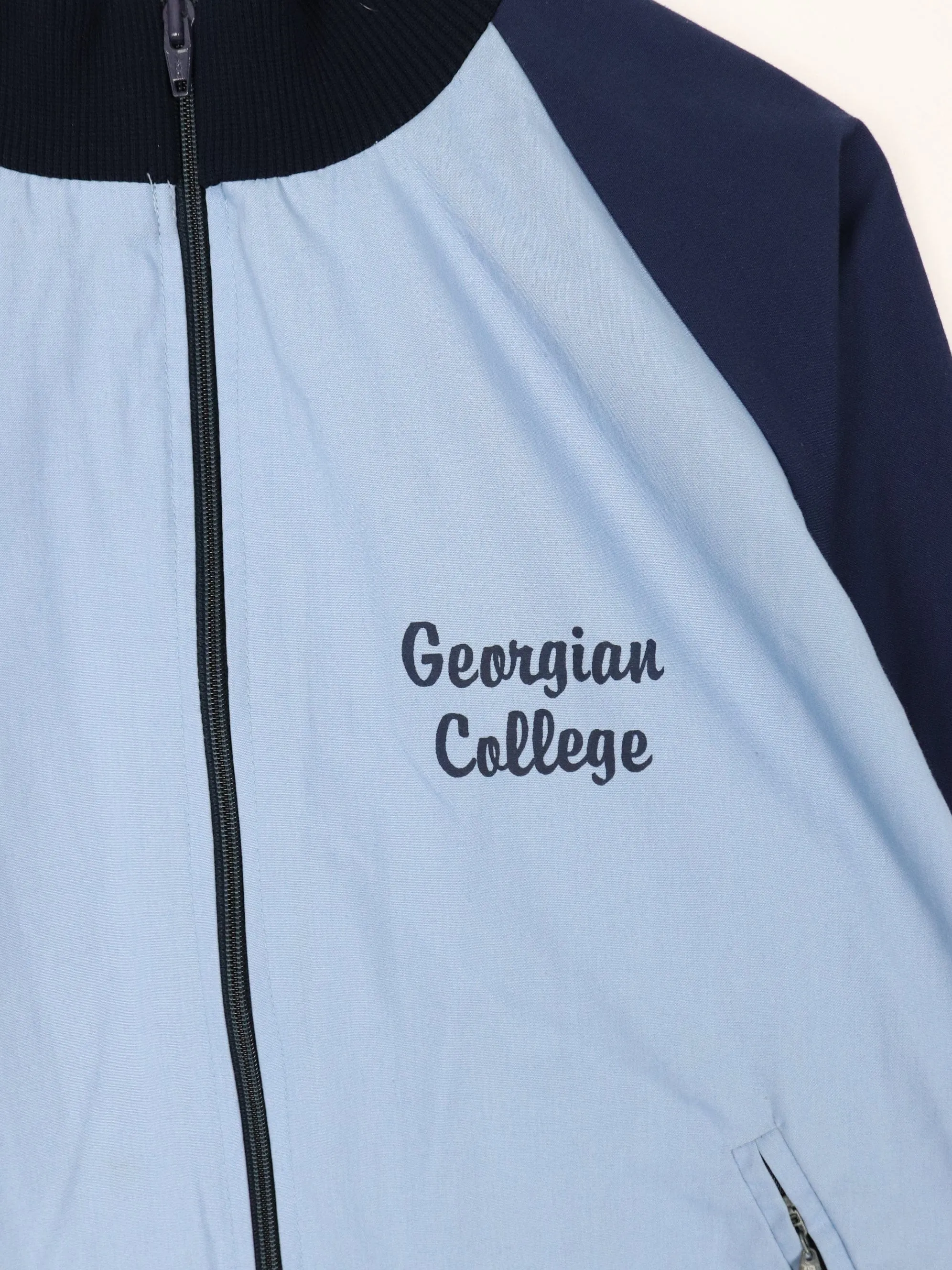 Vintage Georgian College Jacket Mens Large Blue Full Zip Lightweight