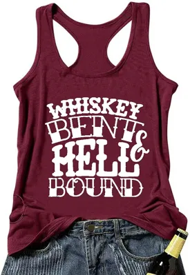 Women Whiskey Bent & Hell Bound Tank Top Drinking Shirt