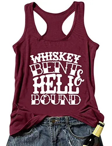 Women Whiskey Bent & Hell Bound Tank Top Drinking Shirt