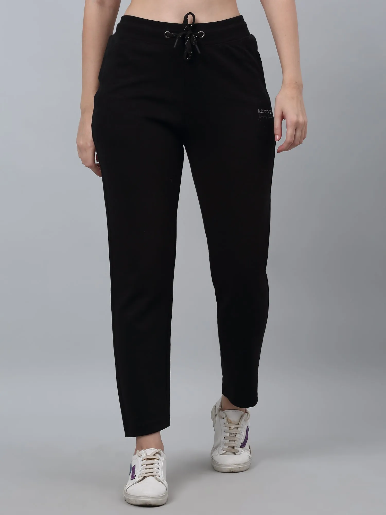 Women's Casual  Black Ankle length Mid rise Track Pants